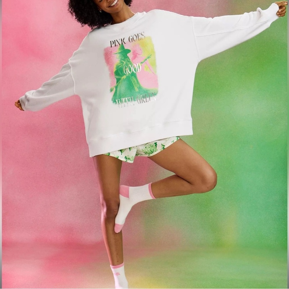 Aerie X Wicked Big Chill Crew Sweatshirt White XL Halloween